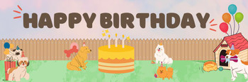 Dog Theme Birthday Party Banner Boy Girl Kid Pet Puppy Doggy Decoration Gift Supplies Sign Backdrop Back Drop Background Photo Photography Picture Cool Wall Decor Art Print Poster 36x12