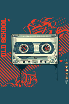 Laminated Audio Cassette Old School Graffiti Background Artistic Poster Dry Erase Wall Art 24x36 Laminated Audio Cassette Old School Graffiti Background Artistic Poster Dry Erase Wall Art 24x36