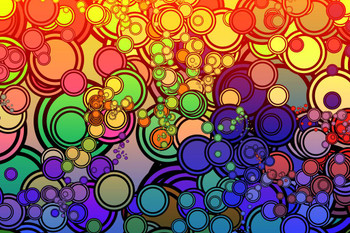 Laminated Colorful Rainbow Color Retro Circles Design Poster Dry Erase Sign 24x36
