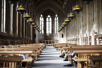 Study hall in cathedral like library Cool Wall Decor Art Print Poster 24x36