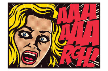 Pop art comics panel woman in a panic screaming in fear vector illustration Cool Wall Decor Art Print Poster 24x36