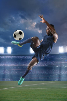 Laminated Soccer Player Jump Kicking Ball Stadium Sports Photo Poster Dry Erase Wall Art 24x36 Laminated Soccer Player Jump Kicking Ball Stadium Sports Photo Poster Dry Erase Wall Art 24x36