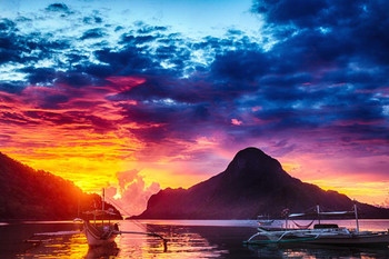 Laminated Sunset in El Nido Poster Dry Erase Wall Art 24x36 Laminated Sunset in El Nido Poster Dry Erase Wall Art 24x36