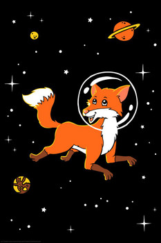 Space Fox Astronaut Funny Parody Red Animal Print Fox Poster Fox Pictures For Wall Decor Cool Fox Wall Art Fox Animal Decor Wildlife Fox Animal Wall Decor Cool Wall Decor Art Print Poster 24x36