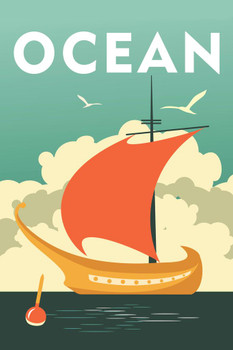 Laminated Sea travel vintage Poster Dry Erase Sign 24x36