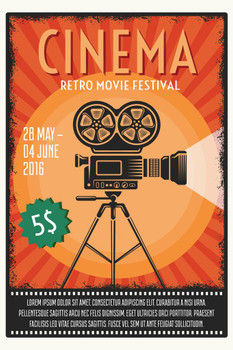 Laminated Retro Movie Festival Poster Dry Erase Wall Art 24x36 Laminated Retro Movie Festival Poster Dry Erase Wall Art 24x36
