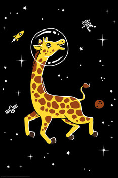 Laminated Space Giraffe Astronaut Funny Giraffe Poster Giraffe Wall Art Giraffe Pictures for Wall Giraffe Decor Giraffe Standing Safari Wall Pictures Cute Prints for Wall Poster Dry Erase Sign 24x36
