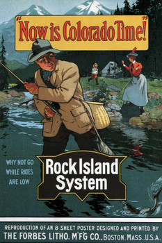 Now Is Colorado Time Rock Island System Fishing Vintage Travel
