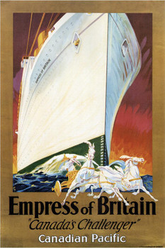 Laminated Canadian Pacific Empress of Britain Challenger Cruise Ship Vintage Travel Poster Dry Erase Sign 24x36
