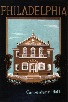 Laminated Philadelphia Carpenters Hall Building Vintage Poster Dry Erase Sign 24x36