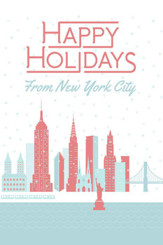Laminated Happy Holidays from New York City Christmas Decoration Poster Dry Erase Wall Art 24x36 Laminated Happy Holidays from New York City Christmas Decoration Poster Dry Erase Wall Art 24x36