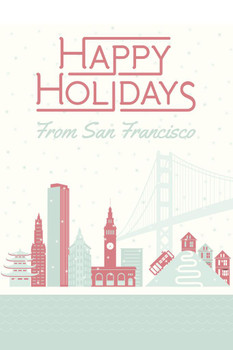 Laminated Happy Holidays from San Francisco Christmas Decoration Poster Dry Erase Wall Art 24x36 Laminated Happy Holidays from San Francisco Christmas Decoration Poster Dry Erase Wall Art 24x36