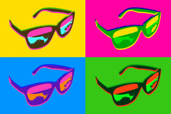 Laminated Sunglasses Retro Pop Poster Dry Erase Sign 36x24