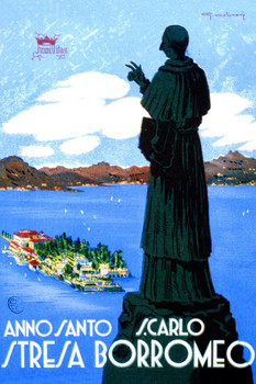 Stresa Borromeo Italy Vintage Illustration Travel Art Deco Vintage French Wall Art Nouveau 1920 French Advertising Vintage Poster Prints Art Nouveau Decor Cool Wall Decor Art Print Poster 24x36