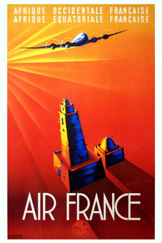 Laminated Afrique Equitorial Francaise Africa Air France Vintage Travel Poster Dry Erase Wall Art 24x36