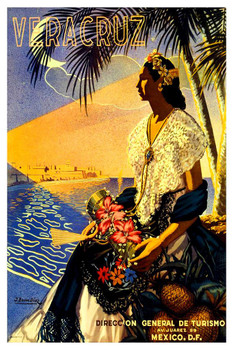Vera Cruz Vintage Illustration Travel Art Deco Vintage French Wall Art Nouveau 1920 French Advertising Vintage Poster Prints Art Nouveau Decor Cool Wall Decor Art Print Poster 24x36