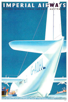 Laminated England Imperial Airways Europe Africa India Australia Vintage Illustration Travel Poster Dry Erase Wall Art 24x36