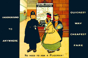 1908 Policeman Vintage Illustration Travel Underground Railroad Art Deco Eclectic Advertising French Wall Vintage Art Nouveau Vintage Art Prints Cool Wall Decor Art Print Poster 24x36