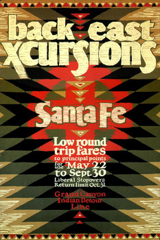 Laminated Back East Excursions Santa Fe New Mexico Grand Canyon National Parks Vintage Illustration Travel Poster Dry Erase Wall Art 24x36