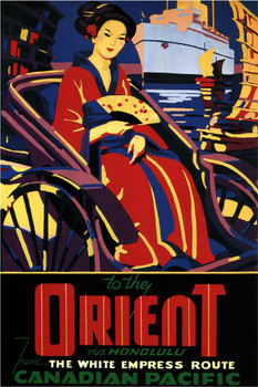 Laminated Canada Canadian Pacific White Empress to the Orient Vintage Illustration Travel Poster Dry Erase Wall Art 24x36