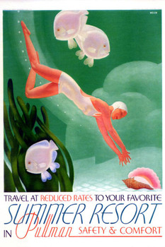 Laminated Pullman Train Summer Resort Diving Female Swimmer Tropical Fish Vintage Travel Poster Dry Erase Wall Art 24x36 Laminated Pullman Train Summer Resort Diving Female Swimmer Tropical Fish Vintage Travel Poster Dry Erase Wall Art 24x36