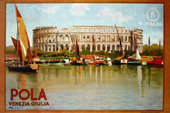 Laminated Italy Pola Venezia Giulia Venice Vintage Illustration Travel Poster Dry Erase Wall Art 24x36 Laminated Italy Pola Venezia Giulia Venice Vintage Illustration Travel Poster Dry Erase Wall Art 24x36