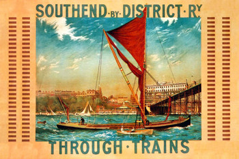 Laminated 1915 Southend Vintage Illustration Travel Art Deco Vintage French Wall Art Nouveau 1920 French Advertising Vintage Poster Prints Art Nouveau Decor Poster Dry Erase Wall Art 24x36