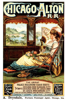 Laminated Chicago Alton Vintage Illustration Travel Underground Railroad Art Deco Eclectic Advertising French Wall Vintage Art Nouveau Vintage Art Prints Poster Dry Erase Wall Art 24x36