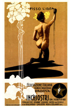 Inchiostri Writing Ink Padova Vintage Illustration Art Deco Vintage French Wall Art Nouveau 1920 French Advertising Vintage Poster Prints Art Nouveau Decor Cool Wall Decor Art Print Poster 24x36