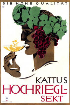 Kattus Hochriegl Sekt Vintage Illustration Art Deco Liquor Vintage French Wall Art Nouveau Booze Poster Print French Advertising Vintage Art Prints Cool Wall Decor Art Print Poster 24x36