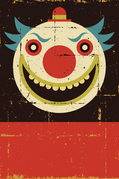 Evil Clown Face Retro Distressed Illustration Poster Sign  It Is Scary Clown Nose Teeth Spooky Cool Huge Large Giant Poster Art 36x54