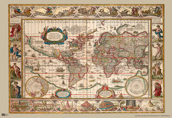 Laminated Ancient World Map Latin Illustration Poster Dry Erase Wall Art 24x36