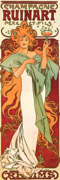Laminated Champagne Ruinart Booze Poster Alphonse Mucha Art Nouveau Art Prints Mucha Print Art Nouveau Decor Vintage Advertisements Art Poster Ornamental Design Mucha Poster Dry Erase Sign 12x36