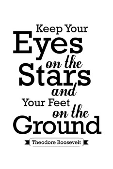 Theodore Roosevelt Keep Your Eyes on the Stars and Feet on the Ground White Cool Wall Art Print Poster 12x18