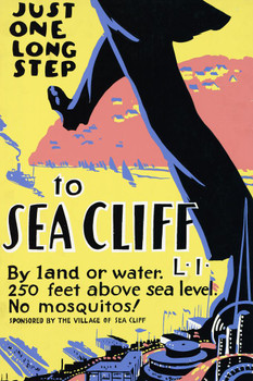 Just One Long Step to Sea Cliff Village Long Island New York Vintage Ad Cool Huge Large Giant Poster Art 36x54