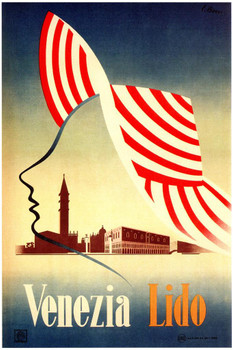 Italy Venezia Lido Venice City Landscape Vintage Illustration Travel Cool Huge Large Giant Poster Art 36x54