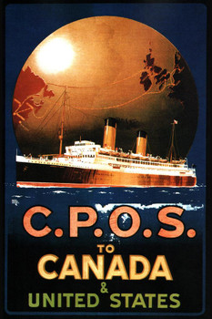 CPOS to Canada United States Cruise Ship Ocean Liner Vintage Illustration Travel Cool Huge Large Giant Poster Art 36x54