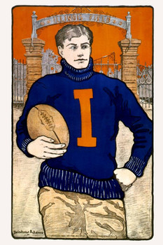 University of Illinois Football 1903 Vintage Illustration Alphonse Mucha Art Nouveau Art Prints Mucha Print Art Nouveau Decor Vintage Advertisements Art Poster Cool Huge Large Giant Poster Art 36x54