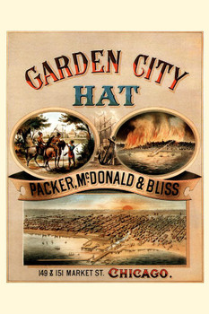 Garden City Hat Vintage Chicago Market Street Store Illustration TravelCool Huge Large Giant Poster Art 36x54