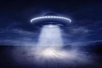 Alien Spaceship UFO Landing on Rural Road Fantasy Photo Poster Aliens Invading Earth Believe Scifi Cool Wall Decor Art Print Poster 36x24