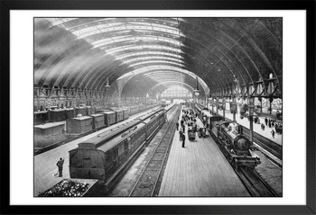 Antique London 's photographs: Paddington Station Black Wood Framed Poster 14x20