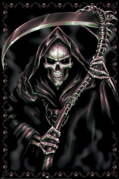 Spiral Assassin Grim Reaper Of Death With Scythe Fantasy Horror Biker Stretched Canvas Art Wall Decor 16x24
