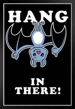 Hang In There Upside Down Bat Funny Parody LCT Creative Black Wood Framed Poster 14x20