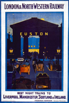 London North Western Railway Euston Station London Vintage Travel Stretched Canvas Art Wall Decor 16x24