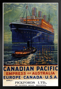 Canadian Pacific Empress of Austrailia Ocean Liner Ship Vintage Ad Black Wood Framed Poster 14x20