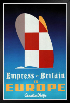 Canadian Pacific Empress of Britain Retro Minimalist Tourism Vintage Travel Black Wood Framed Poster 14x20