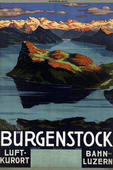 Burgenstock Switzerland Funicular Mountain Train Vintage Travel Stretched Canvas Art Wall Decor 16x24