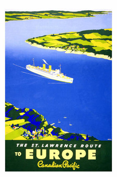 Canadian Pacific St Lawrence Route Cruise Ship Vintage Travel Stretched Canvas Art Wall Decor 16x24