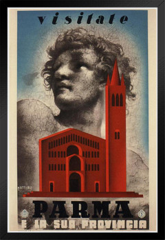 Parma Italy Visitate Vintage Travel Black Wood Framed Poster 14x20