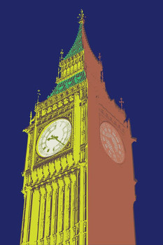 Big Ben and Houses of Parliament Dark Blue Stretched Canvas Art Wall Decor 16x24